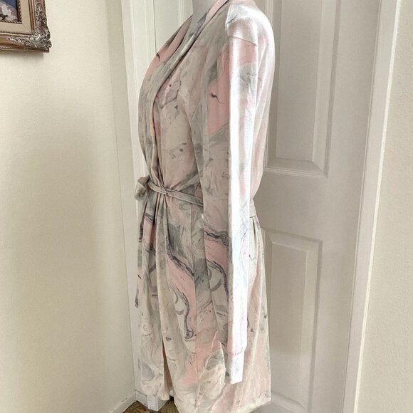 PJ Salvage Marble Print Belted Robe Sz Large Lounge Sleep PJ - Picture 5 of 11